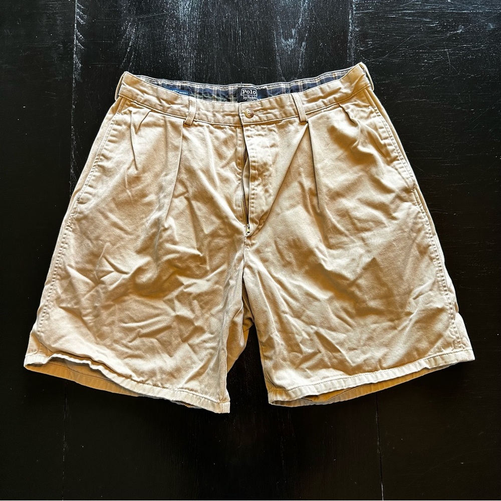 Vintage Polo Size 34 Cream Khaki Shorts Made in USA